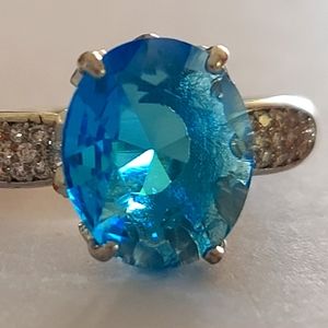 Blue stone 925 silver ring size 8